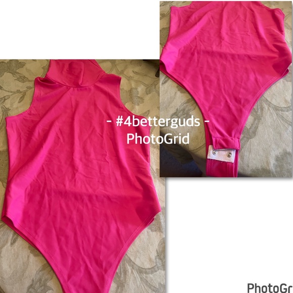 Fashion Nova Mock Neck Sleeveless Bodysuit Hot Pink Medium - Picture 6 of 14